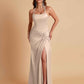 Gorgeous Square Criss Cross Soft Satin Side Slit Floor-Length Mermaid Bridesmaid Dresses