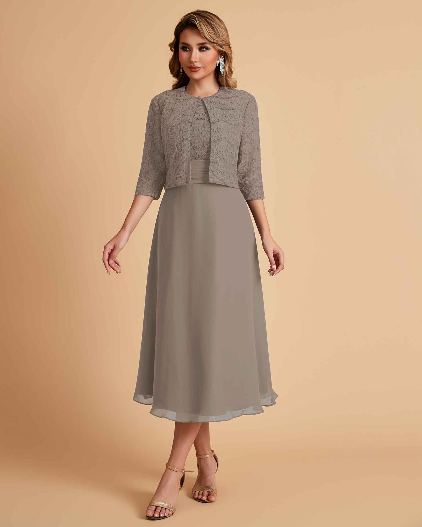 Elegant A-line Bateau Sleeveless Tea Length Mother of the Brides Dresses Online