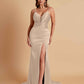 Sexy Soft Satin V-neck Spaghetti Strap Side-Slit Mermaid Bridesmaid Dresses