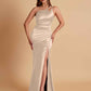 Sexy Soft Satin Mermaid One Shoulder Floor-Length Mermaid Bridesmaid Dresses