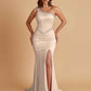 Sexy Soft Satin Mermaid One Shoulder Side Slit Beading Floor-Length Bridesmaid Dresses Online