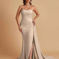 Simple Soft Satin Mermaid Strapless Floor-Length Mermaid Bridesmaid Dresses
