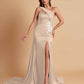 Elegant Soft Satin Sweetheart One Shoulder Side-Slit Mermaid Bridesmaid Dresses