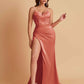 Simple Soft Satin Mermaid V-neck Floor-Length Mermaid Bridesmaid Dresses
