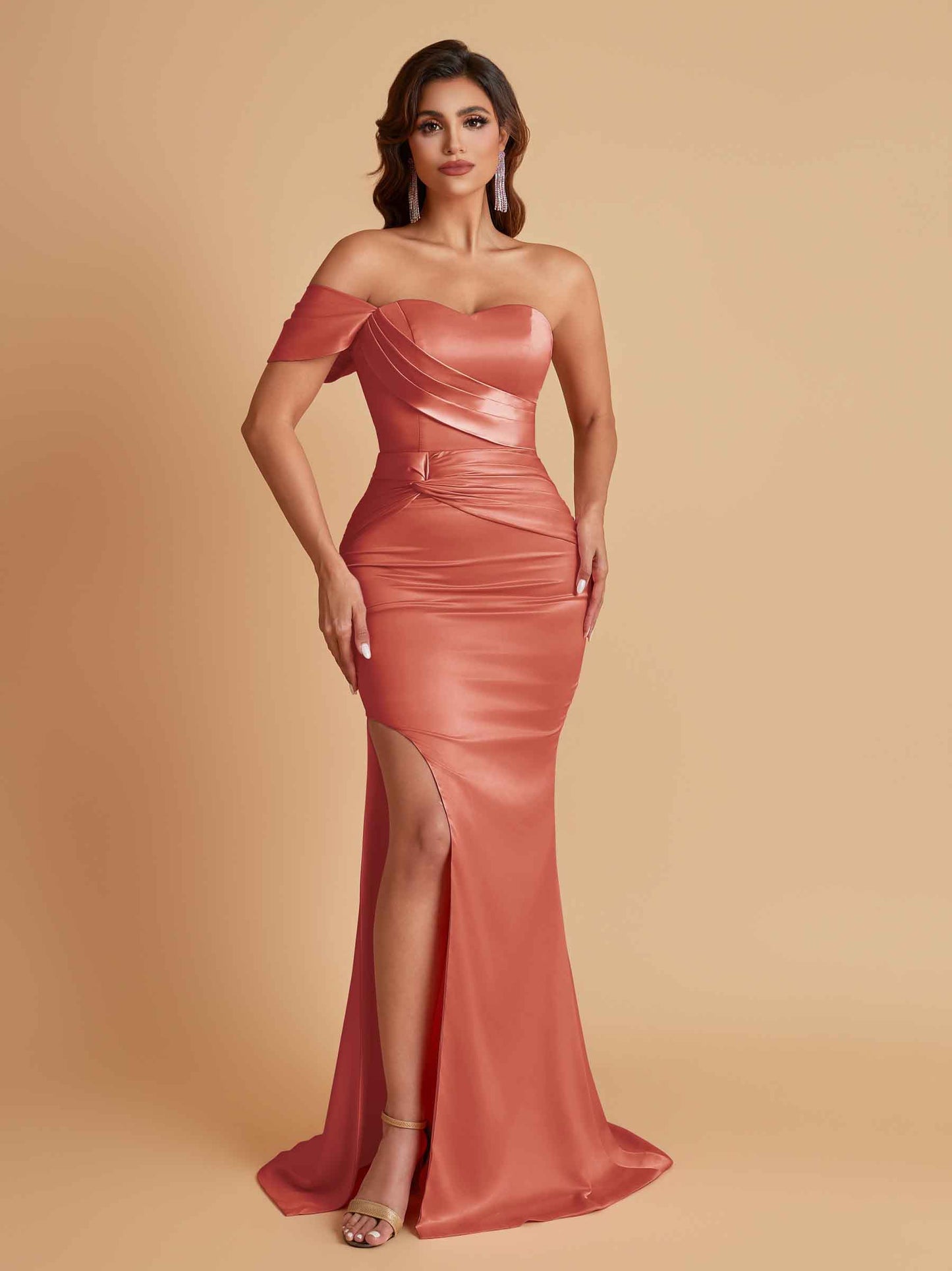 Sexy Soft Satin Mermaid One Shoulder Floor-Length Mermaid Bridesmaid Dresses