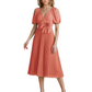 Wedding Formal Dress V-Neck Pleated Chiffon Gown with 3D Flower Accent Knee Length