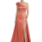 One Shoulder Mother of the Bride Dress with 3D Floral Detail Formal Dress A-Line Gowns with Slit