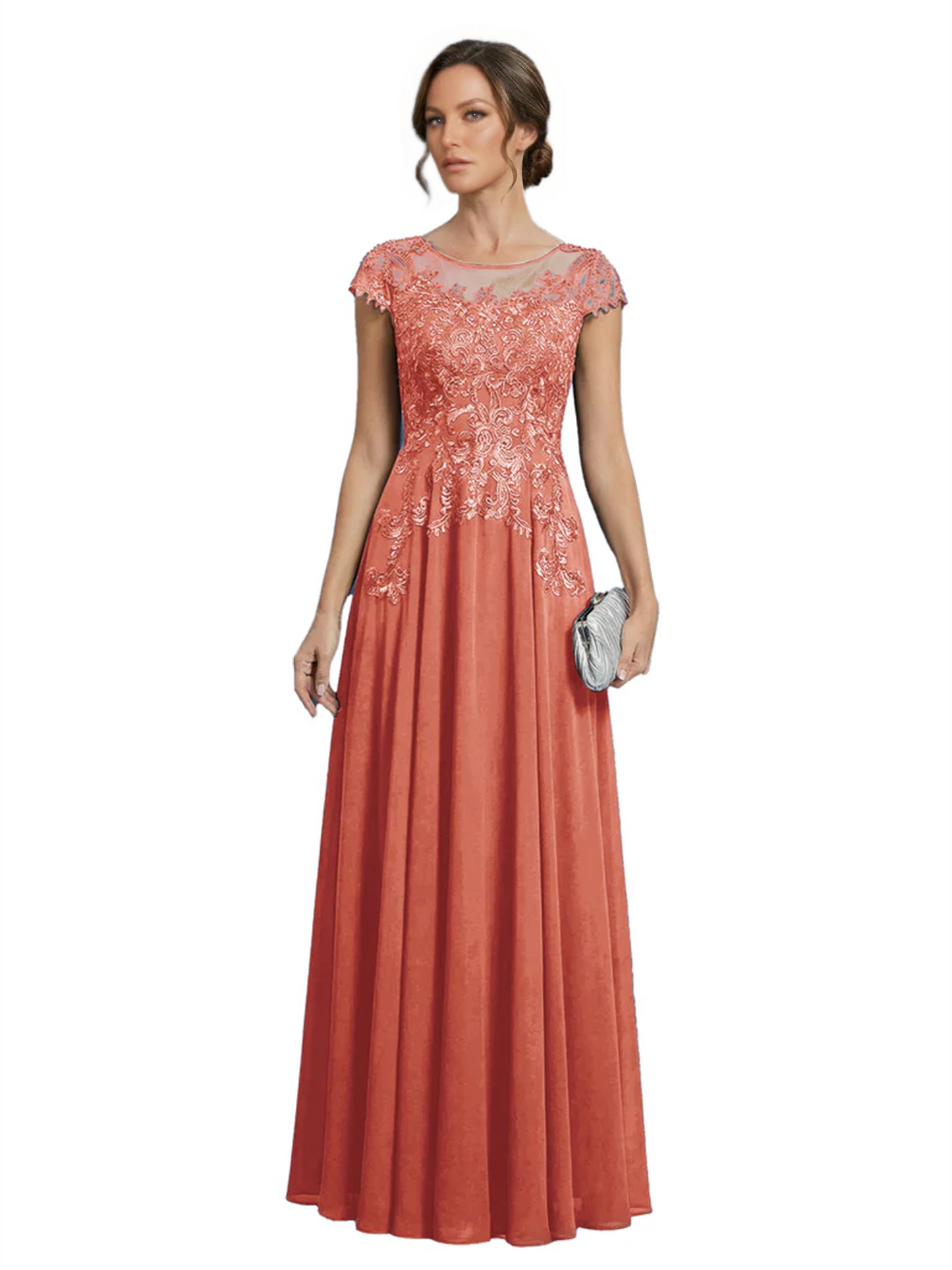Chic Long A-Line Chiffon Mother of the Brides Dresses Sequin Mom Outfits For Wedding