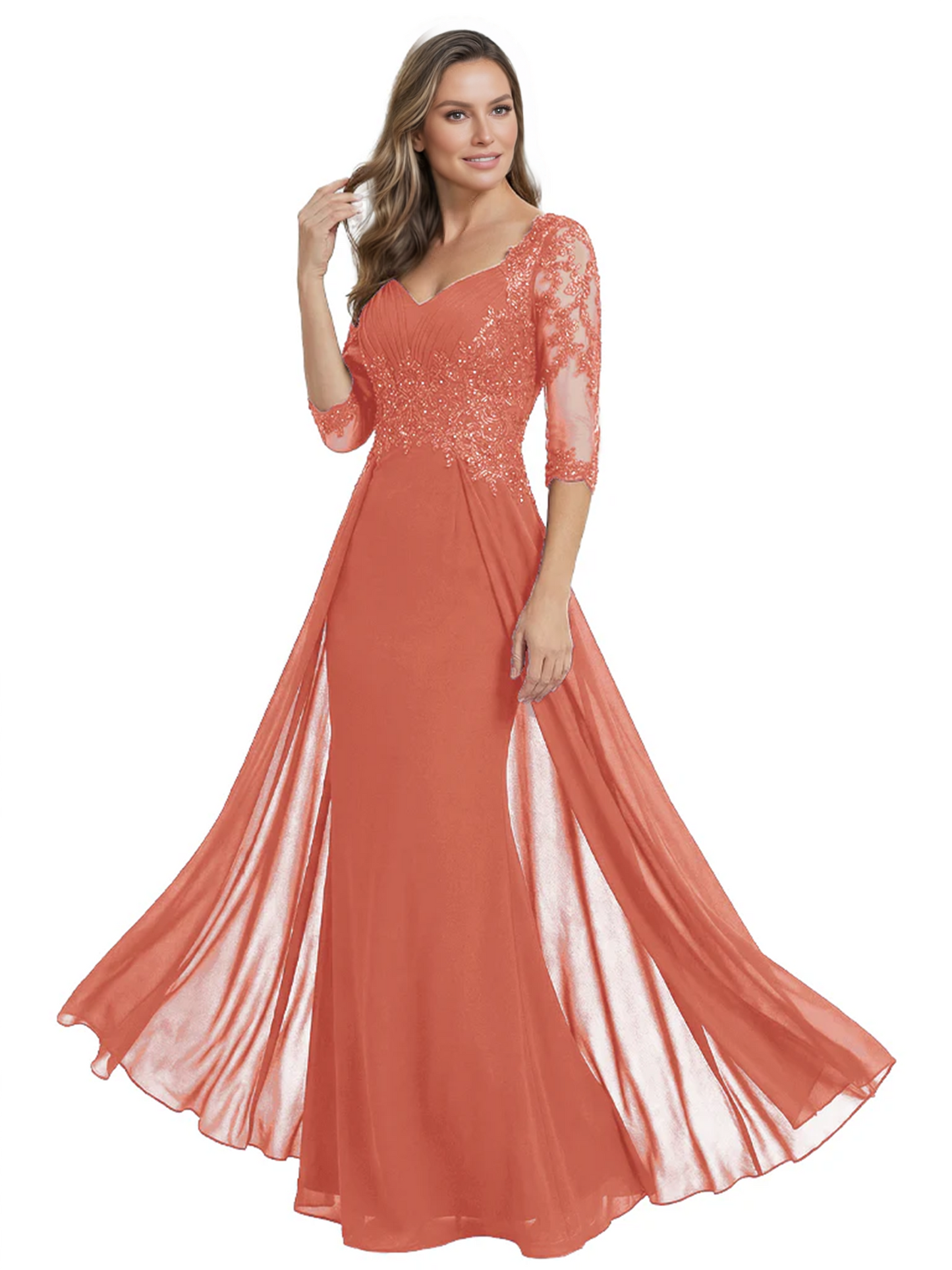 Luxury Burgundy Formal Dress Embroidered Lace Bodice Flowy Chiffon Gown 2026