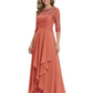 3/4 Sleeve Mother of the Bride Dress with Lace Embroidery High-Low Hem 2026