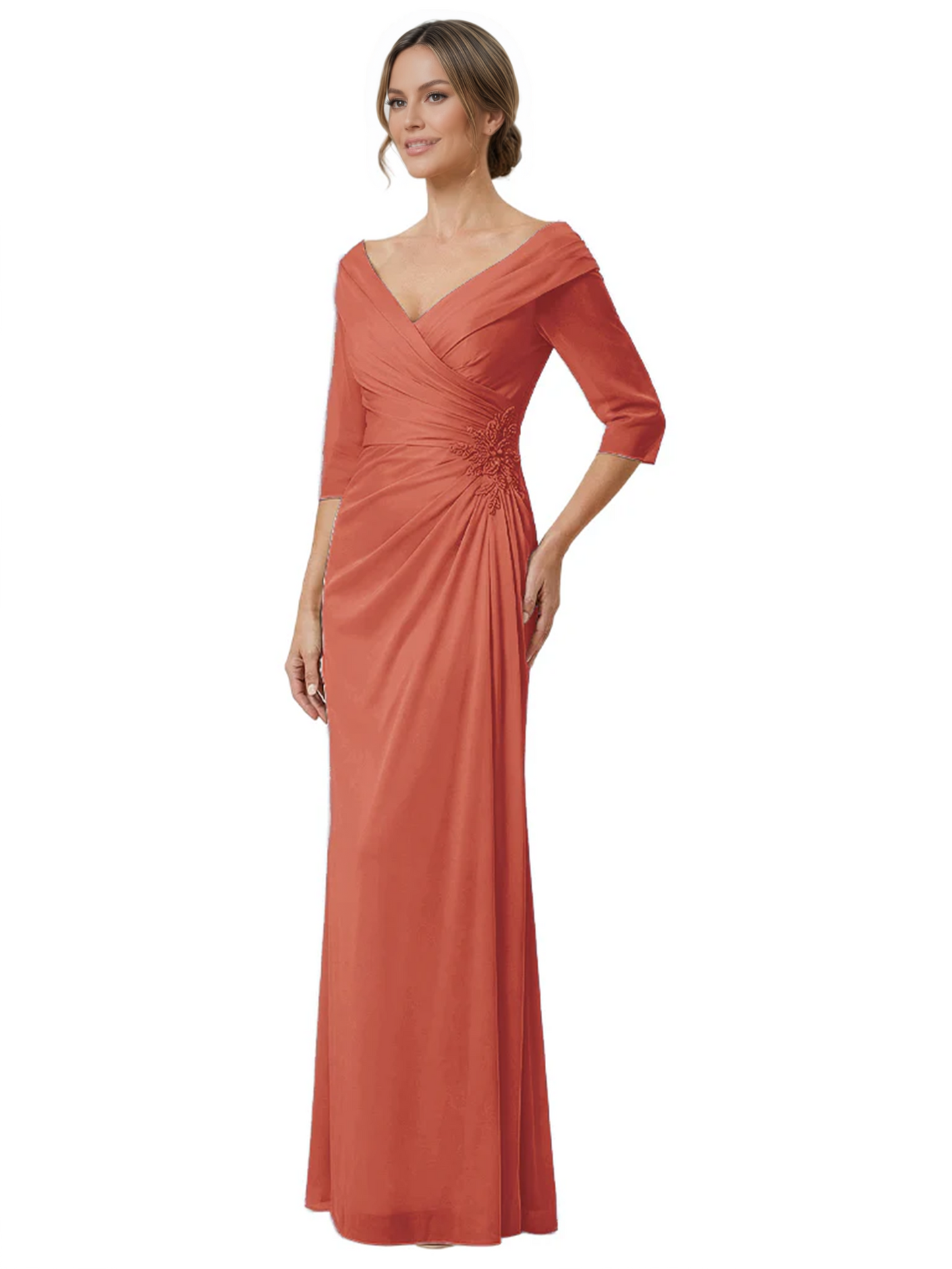 Elegant 3/4 Sleeve Mother of the Brides Dresses Mom Outfits Wedding Satin