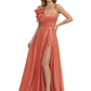 Elegant Mother of the Groom Dress A-Line Satin Formal Gown with High Slit Ruched Bodice