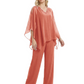 V-Neck Chiffon Mother of the Brides Dresses Plus Size Jacket Suits Wedding