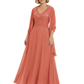 Luxury Formal Mother of Bride Dress Sparkling Sequin Top & Flowy Chiffon Skirt with Shawl