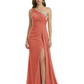 One Shoulder Mother of Bride Dress Ruffle Formal Gowns Mermaid Floor Length Train Slit