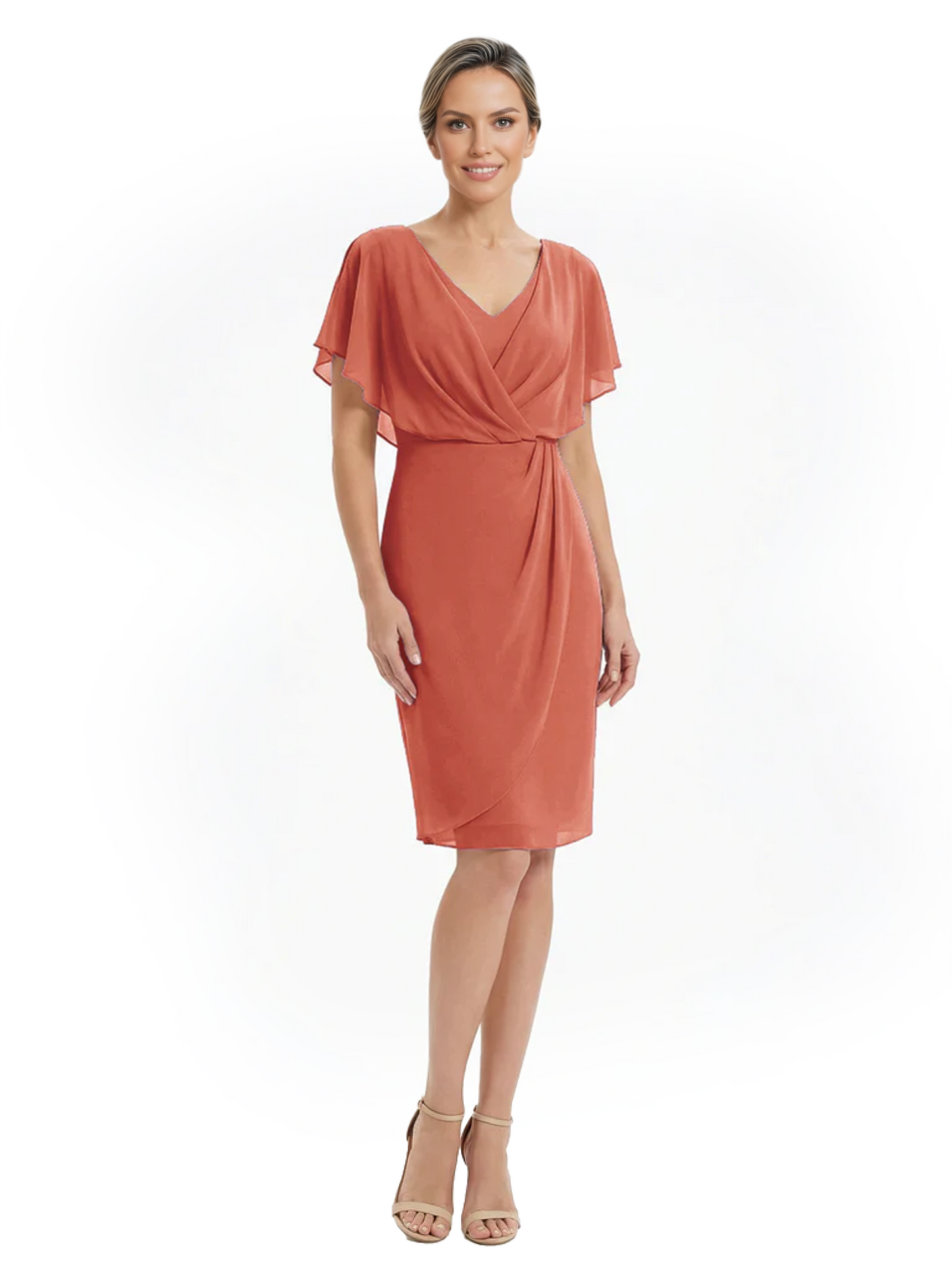 Chic Knee-Length Mother of Bride Formal Dress Slimming Chiffon Styles for Wedding Guest