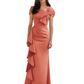 Elegant Mother of Bride Dress Formal Gowns Mermaid Ruffle Floor Length Asymmetric Neckline