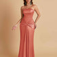 Sexy Soft Satin Mermaid Strapless Floor-Length Mermaid Bridesmaid Dresses