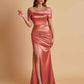Elegant Soft Satin Off-the-shoulder Side-Slit Mermaid Bridesmaid Dresses