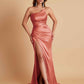 Gorgeous Strapless Soft Satin Side Slit Floor-Length Mermaid Bridesmaid Dresses