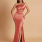 Sexy Soft Satin Mermaid One Shoulder Floor-Length Mermaid Bridesmaid Dresses