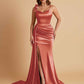Elegant Soft Satin Mermaid Bowknot Floor-Length Mermaid Bridesmaid Dresses