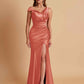 Sexy Soft Satin Mermaid V-neck Floor-Length Mermaid Bridesmaid Dresses