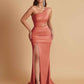 Gorgeous One Shoulder Soft Satin Side Slit Floor-Length Mermaid Bridesmaid Dresses