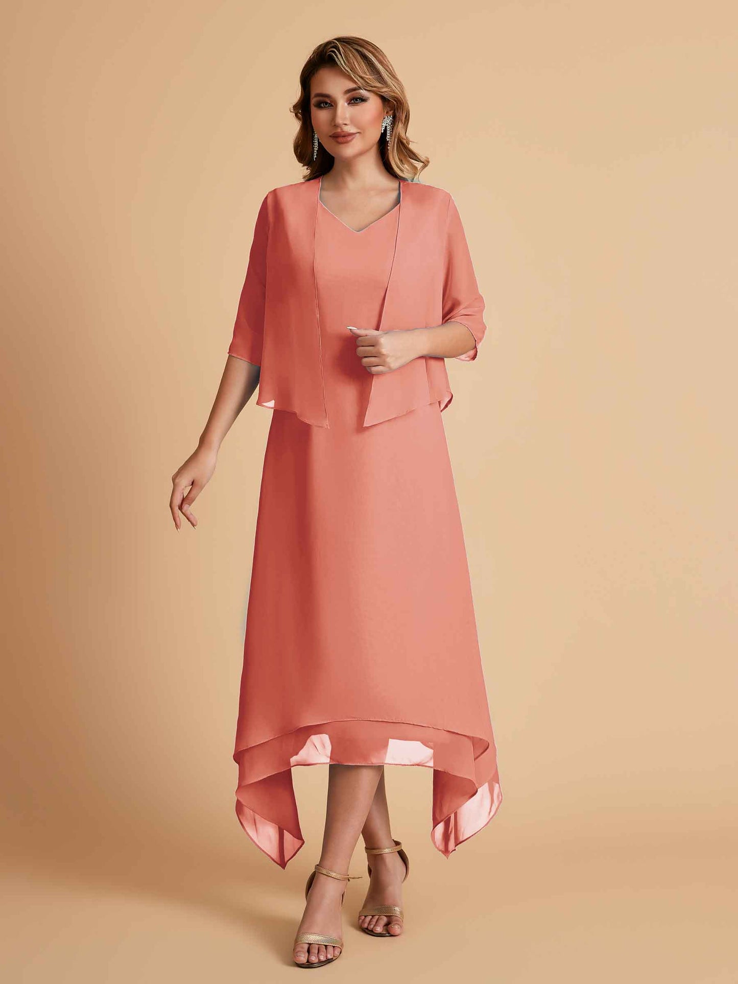 Elegant A-line Chiffon Short Sleeves Mother of the Brides Dresses Online