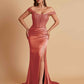Sexy Soft Satin V-neck Off-the-shoulder Strapless Side-Slit Mermaid Bridesmaid Dresses