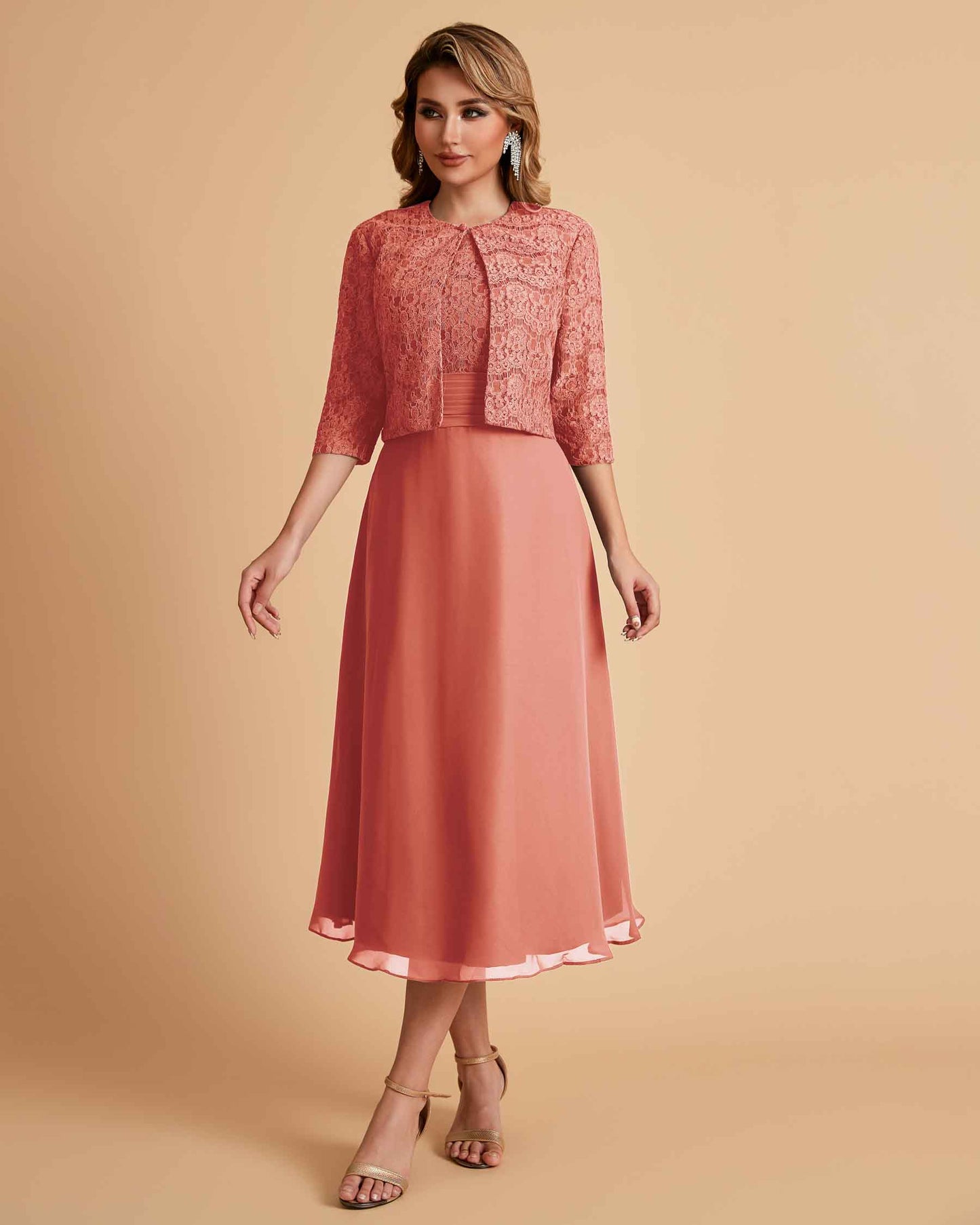Elegant A-line Bateau Sleeveless Tea Length Mother of the Brides Dresses Online