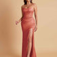 Sexy Strapless Soft Satin Side Slit Floor-Length Mermaid Bridesmaid Dresses