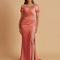 Sexy Soft Satin Mermaid Cold Shoulder Side Slit Floor-Length Bridesmaid Dresses Online
