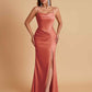 Gorgeous Spaghetti Straps Soft Satin Side Slit Floor-Length Mermaid Bridesmaid Dresses