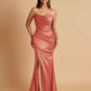Sexy Soft Satin Mermaid Side Slit Floor-Length Mermaid Bridesmaid Dresses