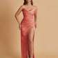 Sexy Soft Satin Mermaid V-neck Side Slit Floor-Length Bridesmaid Dresses Online