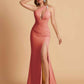 Sexy Mermaid One Shoulder Key Hole Bridesmaid Dresses Floor Length Bridal Party Dresses