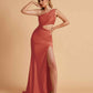 Sexy One-Shoulder Waist Cutout With High Split Floor-Length Bridesmaid Dresses