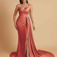 Sexy Soft Satin Mermaid V-neck Floor-Length Mermaid Bridesmaid Dresses