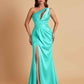 Sexy One Shoulder Soft Satin Side Slit Floor-Length Mermaid Bridesmaid Dresses