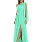 One-Shoulder Mother of the Bride Dress Chiffon Gown with Long Sash Detail