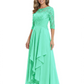 3/4 Sleeve Mother of the Bride Dress with Lace Embroidery High-Low Hem 2026