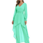 Luxury Black Formal Trousers Set High-Low Chiffon Top with Sparkling Beaded Detail