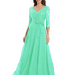 Chiffon Mother of the Bride Dress with Sequin V-Neck and Elegant Bow Sash