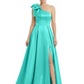 Luxury Bow Black Formal Dress One-Shoulder A-Line Gowns with Sexy Side Slit 2026