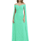 Elegant Mother of the Groom Gown Floral Lace Embroidered Formal Dress with Cape