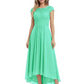 Elegant Evening Gown Trending 2026 Styles with Cap Sleeves High-Low Skirt
