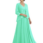 Plus Size A-line Chiffon 3/4 Sleeves Mother of the Brides Dresses Long Jacket Dress