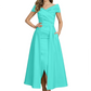 Formal Floor-Length Mother of the Bride Gown Satin Maxi Dress with Slit Off Shoulder
