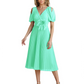 Wedding Formal Dress V-Neck Pleated Chiffon Gown with 3D Flower Accent Knee Length